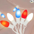 4th of July Decorations Lights, 25Ft C7 Outdoor Red White and Blue String Lights with 27 Shatterproof LED Bulbs, Hanging Patriotic Decorations Light for Indoor Independence Day Patio Garden Backyard by GreenHaven Gardens