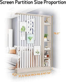 Wall Room Divider, Storage Cabinet Storage Display with Shelves, Modern Freestanding Wood Room Divider Screen, Wall Privacy Screens for Home Decorative (Beige+White,55" L x 9.5" W x 79.5" H) by CozyNest Decor