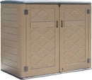 HOMSPARK Storage Shed Weather Resistance, Multi-Purpose Outdoor Storage Cabinet for Backyards and Patios, Horizontal Storage Shed for Lawnmower, Patio Accessories (Coffee, X Large - 48 cu.ft) by GreenHaven Gardens