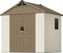 Patiowell 8 x 6 FT Plastic Outdoor Storage Shed with Floor, Resin Shed with Window and Lockable Door for Garden, Backyard, Tool Storage Use, Easy to Install in Brown (Kick-it Shed) by GreenHaven Gardens