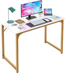 PayLessHere | 39 Inch Computer Desk | White Gold | Office Desk with Metal Frame, Adjustable Feet | Water-Resistant, Scratchproof Surface | Sturdy Writing Table for Home Office or Study | Pack of 1 by CozyNest Decor