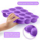 Samuelworld Baby Food Storage Container, 12 Portions x 2.5oz - BPA Free Silicone Freezer Tray with Clip-On Lid for Breast Milk Storage, Homemade Baby Food, Vegetable & Fruit Purees - Purple by TinyTreasures Baby Boutique
