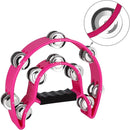 EastRock Double Row Tambourine,Metal Jingles Hand Held Percussion-Half Moon Tambourine for Adults, KTV, Party Pink by TinyTreasures Baby Boutique