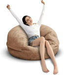 Bean Bag Chair for Adults 3FT,Soft Removable Cover for Teens/Girls Bedroom,Fluffy Giant Round Floor Beanbag Lounger Chairs (No Filler,Tan) by CozyNest Decor
