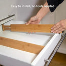 Fabsome Drawer Divider 6 Pack, Bamboo Kitchen Dividers Organizers Adjustable 17''-22'', Wooden Dresser Separators for Nursery Organization Clothes Socks Underwear Baby Clothing, with Soft Foam Ends by CozyNest Decor