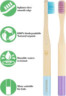 Bamboo Kids Toothbrushes (6 Pack) - Soft Bristle Organic Compostable BPA Free Toothbrush for Kids Toddler Baby Tooth Brush, Eco Friendly Natural Biodegradable Wooden Toothbrush - Round Handle by TinyTreasures Baby Boutique