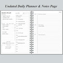 Daily Planner Undated - B5 To Do List Notebook Hourly Schedules, Spiral Appointment Planner for Women and Men, PVC Hardcover, Inner Pocket, Elastic Closure, 7" x 10", Grey by TinyTreasures Baby Boutique