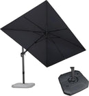 PURPLE LEAF 8.2' X 11.5' Tilting Patio Umbrella with Base Outdoor Cantilever Swivel Rectangle Umbrella Offset Umbrella with 360-degree Rotation for Garden Deck Pool Patio Light Grey by GreenHaven Gardens