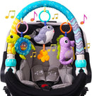 Baby Stroller Arch Toy, Clip On Arch Mobile for Bassinet with Universal Clamps, Activity Toy Bar for Bouncer Musical Crib Mobile Toys for Infants Car Seat Toys Rattle Turtle Music Whale by TinyTreasures Baby Boutique