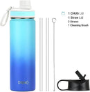 DRINCO Stainless Steel Water Bottle Spout Lid Vacuum Insulated Double Wall Water Bottle Wide Mouth (40oz 32oz 22oz 18oz 14oz) Leak Proof Keeps Cold or Hot (22 oz, 22oz Morning Sky Blue) by CozyNest Decor