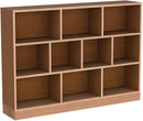 IOTXY Open Shelf Low Bookcase - Wooden 3-Tier Floor Standing Display Cabinet Organizer with Base, 10 Cubes Short Horizontal Bookshelf in Pear Yellow by CozyNest Decor