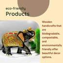 Handcrafted Wooden Elephant Figurine – Traditional Artwork, Gold & Gemstone Embellishments – Lucky Decorative Elephant Statue for Prosperity | Beautiful Elefantes Decorativos para Sala (Black & Gold) by CozyNest Decor