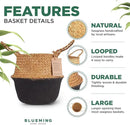 Plant Basket – Small Seagrass Planter Pot for Olive Trees, Woven Wicker Planter 8-9 Inches for Indoor Tall Artificial Plants (Black Bottom, Medium) by GreenHaven Gardens