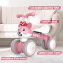 YGJT Baby Balance Bike for 1 + Year Old Boy and Girl, Indoor Outdoor Non-Pedal Baby Walker Toys for 10-36 Months Toddlers, Silent Wheels, 1st Birthday Gift, Kids First Bike Pink Mouse by TinyTreasures Baby Boutique