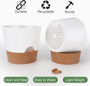 Ynnico10 inch Plant Pots, Self-Watering Planters with Drainage Holes & Saucers for Indoor and Outdoor Plants (2-Pack,White by GreenHaven Gardens