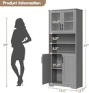 GarveeHome 67" Tall Storage Cabinet, Tall Bathroom Cabinet with Glass Doors and Adjustable Shelves, Freestanding Kitchen Pantry Cabinets, Cupboard for Living Room, Dining Room, Gray by CozyNest Decor