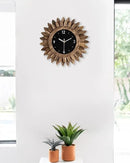 Honiway Wall Clock Battery Operated 12 in Rustic Wood Boho Sunburst Decorative Wall Clock Silent Non Ticking Farmhouse Small Wall Clocks for Living Room Kitchen Bathroom Bedroom Decor (Rustic Brown) by CozyNest Decor