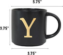 COLLECTIVE HOME - Monogram Ceramic Mugs, 15 oz Golden Initial Black Coffee Cups, Elegant Alphabet Tea Mugs, Elegant Personalized Mug with Gift Box, Unique Mug with Double Side Capital Lette (Y) by CozyNest Decor
