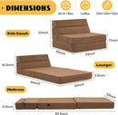 jela Foldable Sofa Bed Large Soft Foam Convertible Sleeper Chair Luxury Miss Fabric Fold Out Chair Bed Floor Couch with Back Support Floor Sofa for Living Room Bedroom (83"x33",Coffee Brown) by CozyNest Decor