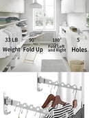 Dr.DJ Wall Hanger for Clothes, Coat Hanger Wall Mounted Silver Retractable Clothes Drying Organizer Rack Garment Hooks Aluminium Folding Indoor Space Save (2 Racks) Silver by CozyNest Decor