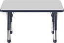FDP Rectangle Activity School and Classroom Kids Table (24 x 36 inch), Chunky Toddler Leg, Adjustable Height 15-24 inches - Gray Top and Navy Edge by CozyNest Decor