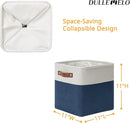 DULLEMELO [Set of 4 Storage Cubes Baskets for Organizing, 11 x 11 x 11 inch Cube Storage Organizer Bins with Leather Handles, Foldable Fabric Cloth Bins for Cube Storage(4 Pack - 11" White&Blue) by TinyTreasures Baby Boutique