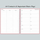 Daily Planner Undated - A4 To Do List Notebook Hourly Schedules, Spiral Appointment Planner for Women and Men,PVC Hardcover, Inner Pocket, Elastic Closure, 8.5" x 11", Pink by TinyTreasures Baby Boutique