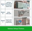 YIIYIIN 12" Premium 304 Stainless Steel Double-Sided Magnetic Knife Holder for Wall or Fridge -with Adhesive Strip, No Drill -6 Hooks Included for Kitchen Utensils