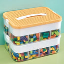 Toys Organizer Storage Case for Lego Box Kids Toy Stackable Building Blocks with Lids Bins Adjustable Lego Storage Containers Plastic Toy Box 2 Layer (Lemon) by CozyNest Decor