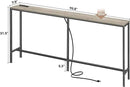 SUPERJARE 70 Inch Console Table with Outlet, Narrow Entryway Table for Living Room, Oak by CozyNest Decor