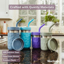 WeeSprout 2-in-1 Drinking Cups for Kids, Durable Stainless Steel Tumbler for Smoothies, Silicone Straws with Stoppers, Premium Plastic Twist Lids, Easy-Grip Sleeves, Set of 4 Dishwasher Safe Kid Cups by TinyTreasures Baby Boutique