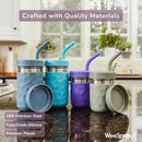 WeeSprout 2-in-1 Drinking Cups for Kids, Durable Stainless Steel Tumbler for Smoothies, Silicone Straws with Stoppers, Premium Plastic Twist Lids, Easy-Grip Sleeves, Set of 4 Dishwasher Safe Kid Cups by TinyTreasures Baby Boutique