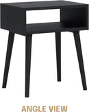 NTC Solid Oak Zoe Nightstand, Mid Century Modern Side Table Bedroom, Bedside Furniture, Night Stand, End Table, Easy Assembly - Burnt Black by CozyNest Decor