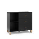 Storkcraft California 3 Drawer Combo Dresser (Black with Driftwood) – GREENGUARD Gold Certified, Interlocking Drawer System, Pre-Installed Drawer Tracks for Easier Assembly, Spacious Cabinet by TinyTreasures Baby Boutique
