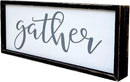 Gather Sign for Home Decor in Grey - Farmhouse Kitchen Dining Room Wall Decor - Rustic Wall Decoration Solid Wood Thick Black Frame 12x5 Inches by CozyNest Decor