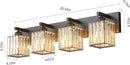 Modern 4-Light Black Crystal Bathroom Vanity Light Fixtures by CozyNest Decor