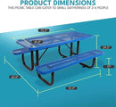 6 ft. Rectangular Outdoor Steel Picnic Table with Umbrella Pole, Heavy-Duty Weather-Resistant Dining Table for Patio, Backyard, and Garden, Rust-Resistant Finish, Blue by GreenHaven Gardens