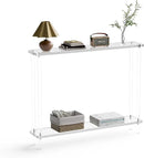 Acrylic Console Table, 2 Tier Acrylic Narrow Console Tables for Entryway,CHICUN, Square Legs, Skinny Console Table for Foyer, Sofa, Living Room,Clear by CozyNest Decor