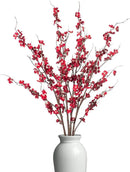 4Pcs Cherry Blossom Branches Artificial Flowers for Spring Summer Indoor Decoration,Faux Long Stem Artificial Flowers for Wedding Home Office Bedroom Party Table Centerpieces Decor(Red) by CozyNest Decor