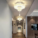 Flashing God 16 Inch Mini Chandelier Modern Crystal Chandeliers Light Semi Flush Mount Ceiling Light Fixture Small Silver Chandelier for Bedroom Hallway Kitchen Foyer by CozyNest Decor