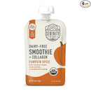 Serenity Kids 6+ Months Dairy-Free Smoothie Baby Food - USDA Organic Grass-Fed Collagen & Pumpkin Protein - 3.5 Oz BPA-Free Cans - Pumpkin Smoothie Baby Food - 6 Count by TinyTreasures Baby Boutique