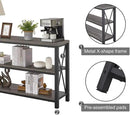 BON AUGURE Rustic Sofa Table Behind Couch, Industrial Console Tables for Entryway, 3 Tier Wood Shelves Entry Table with Storage for Foyer, Hallway, Front Door (47 Inch, Dark Grey Oak) by CozyNest Decor