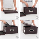 PRANDOM Collapsible Storage Box with Lid [1-Pack] Leather Fabric Foldable Storage Bin Organizer Container Basket Cube with Cover for Home Bedroom Closet Office Nursery Brown (13.6x9.6x6.9) by TinyTreasures Baby Boutique