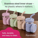 Pandaloo® Smoothie Cups for Kids - Stainless Steel Toddler Tumbler with Straw, Sippy Cup for Smoothies - BPA-Free, Toddler Snack Cups, 10 oz by TinyTreasures Baby Boutique