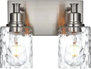 BONLICHT Modern Bathroom Light Fixtures in Brushed Nickel Finish, 2 Light Industrial Indoor Wall Sconce Farmhouse Vanity Lighting Over Mirror with Hammered Glass Contemporary Hallway Wall Mount Lamp by CozyNest Decor