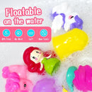 No Hole Bath Toys for Kids Ages 1-3, 8 Pcs Girl Bath Toys with Storage and Net, Sealed & Squeezable & Float on Water by TinyTreasures Baby Boutique