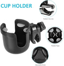 Accmor Stroller Cup Holder, Universal Cup Holder, Bike Cup Holder, 360° Rotatable Large Caliber Drinks Holder for Stroller, Bike, Wheelchair, Walker, Black, 2 Pack by TinyTreasures Baby Boutique