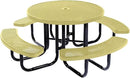 Heavy-Duty Portable Outdoor Picnic Table with Umbrella Hole, Punched Steel Commercial-Grade Patio Dining Furniture Made in America (46" Round Top, Textured Sandstone) by GreenHaven Gardens