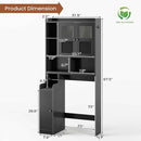 Itaar Over The Toilet Storage Cabinet, Over Toilet Bathroom Organizer with Glass Doors & Toilet Paper Holder Stand, Home Space-Saving Toilet Rack, for Bathroom, Restroom, Laundry(Black) by CozyNest Decor