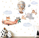 Animals Airplane Wall Stickers for Nursery: Baby Kids Bedroom Wall Decals - Aircrafts Hot Air Balloon Elephant Fox Giraffe Monkey by TinyTreasures Baby Boutique